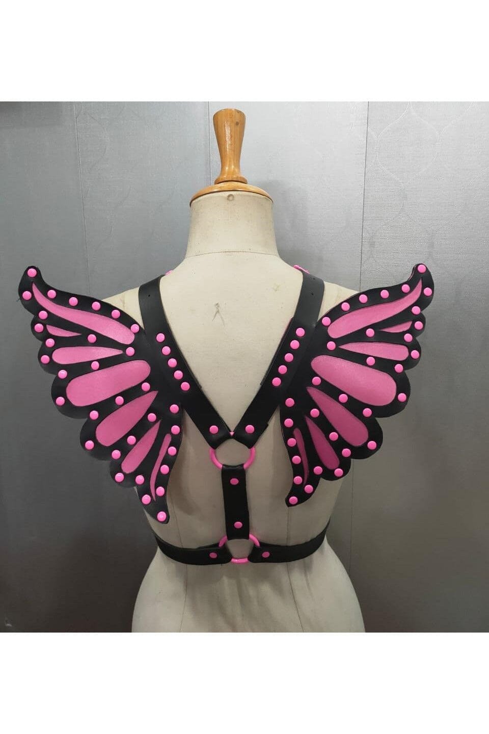 Daisy Corsets Faux Leather Pink Butterfly Wing Harness in Pink  from SexyShoes.com