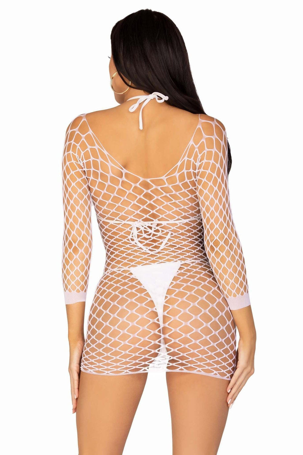 Fence Net Long Sleeved Mini Dress-Stripper Dresses-SEXYSHOES.COM