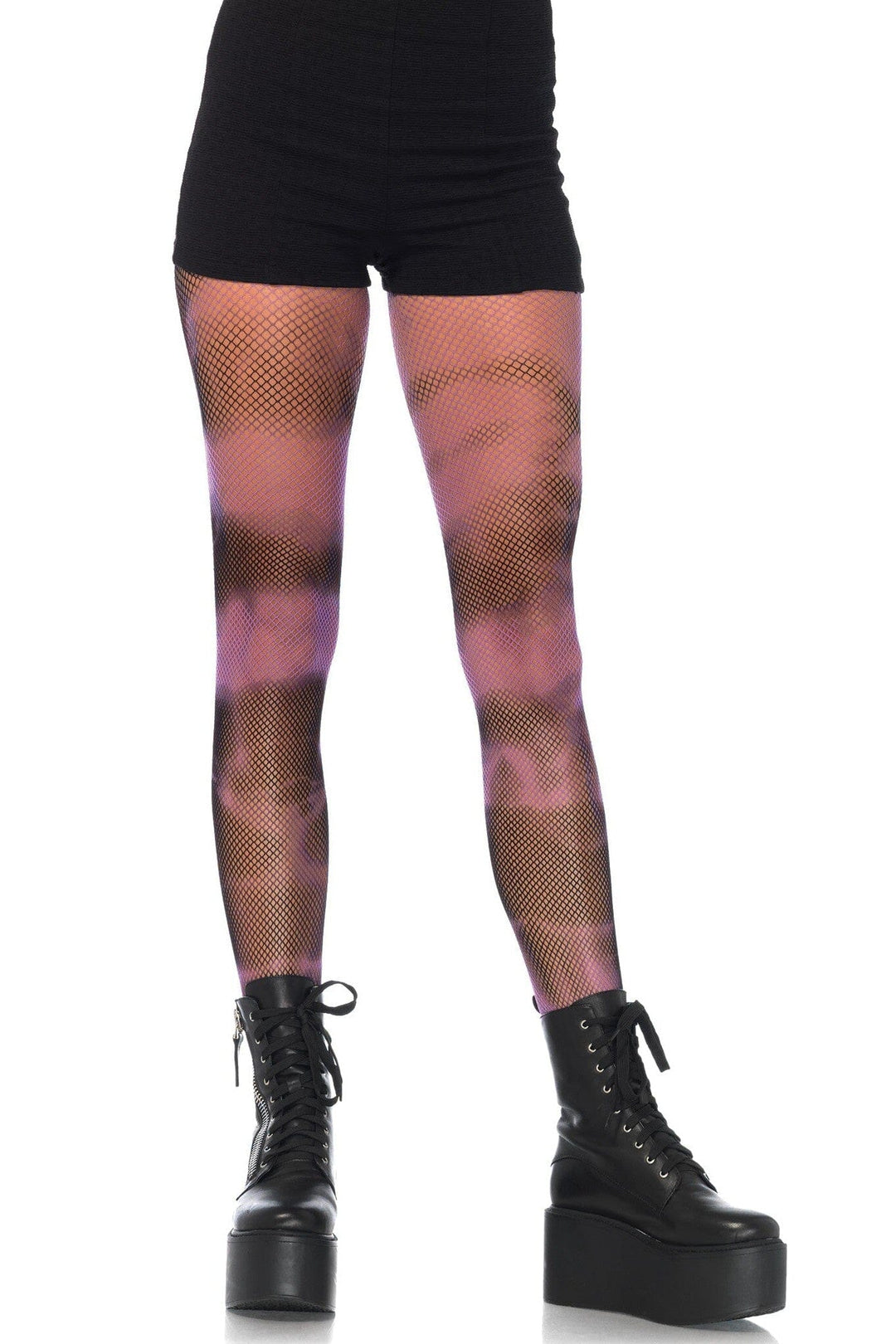 Leg Avenue Fishnet Tie Dye Pantyhose in Black  from SexyShoes.com