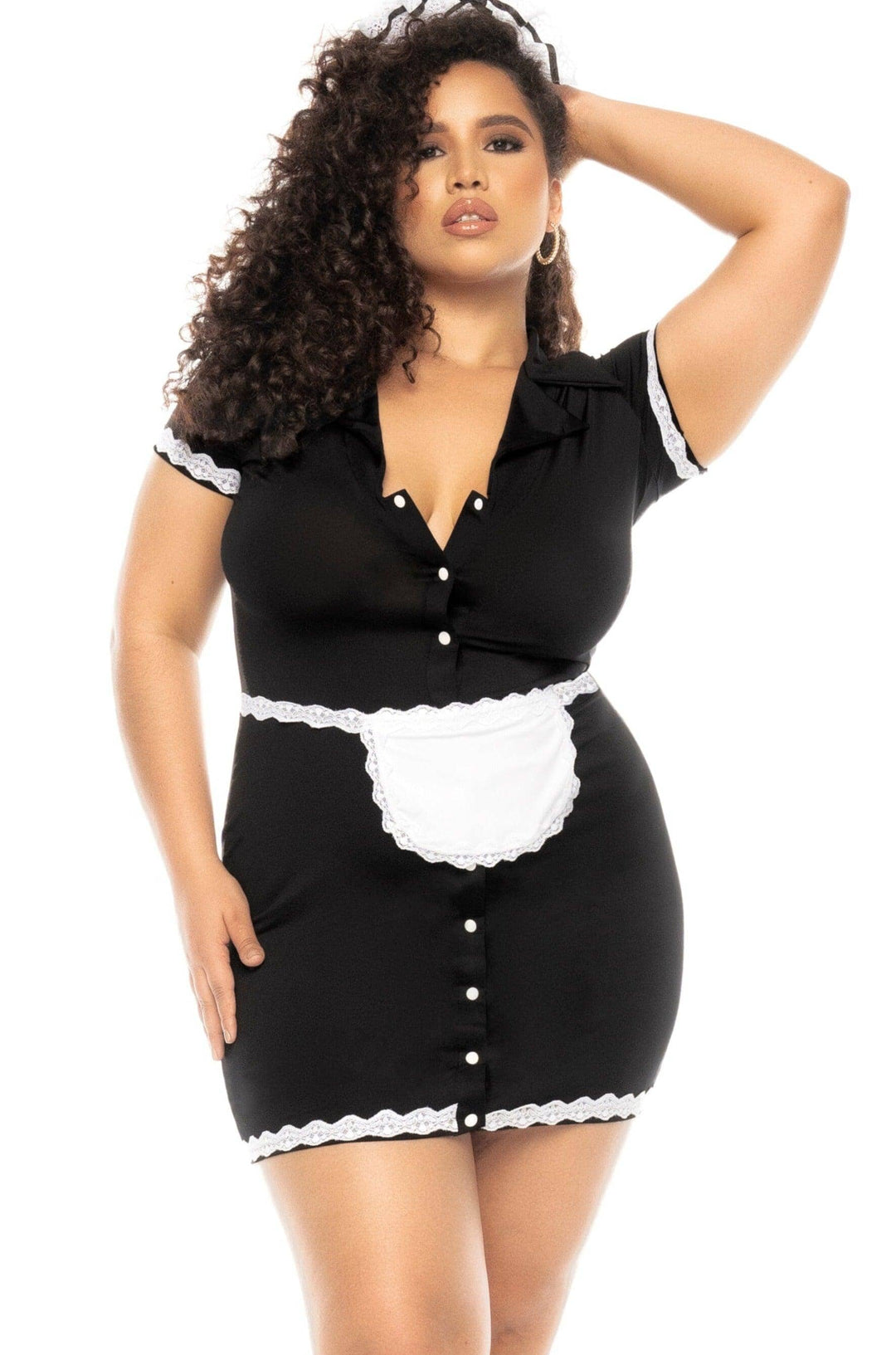Mapale Flirty French Maid Costume Plus in Black  from SexyShoes.com