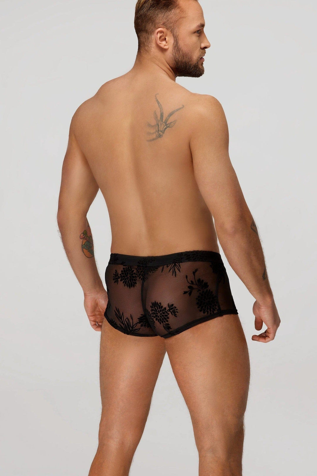 Noir Handmade Flock Embroidery Short Shorts in Black 