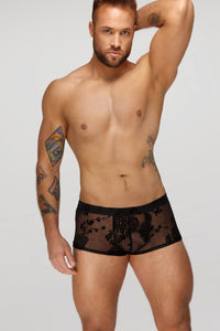 Noir Handmade Flock Embroidery Short Shorts in Black 