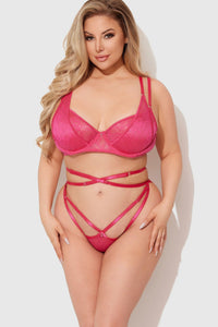 House of Desire Flora 2 Pc Bra & Thong Set in Pink  from SexyShoes.com