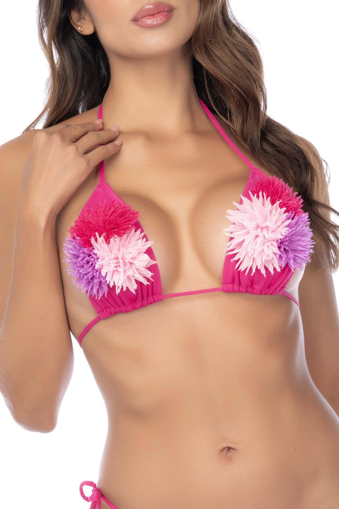 Floral Appliqué Triangle Bikini Set