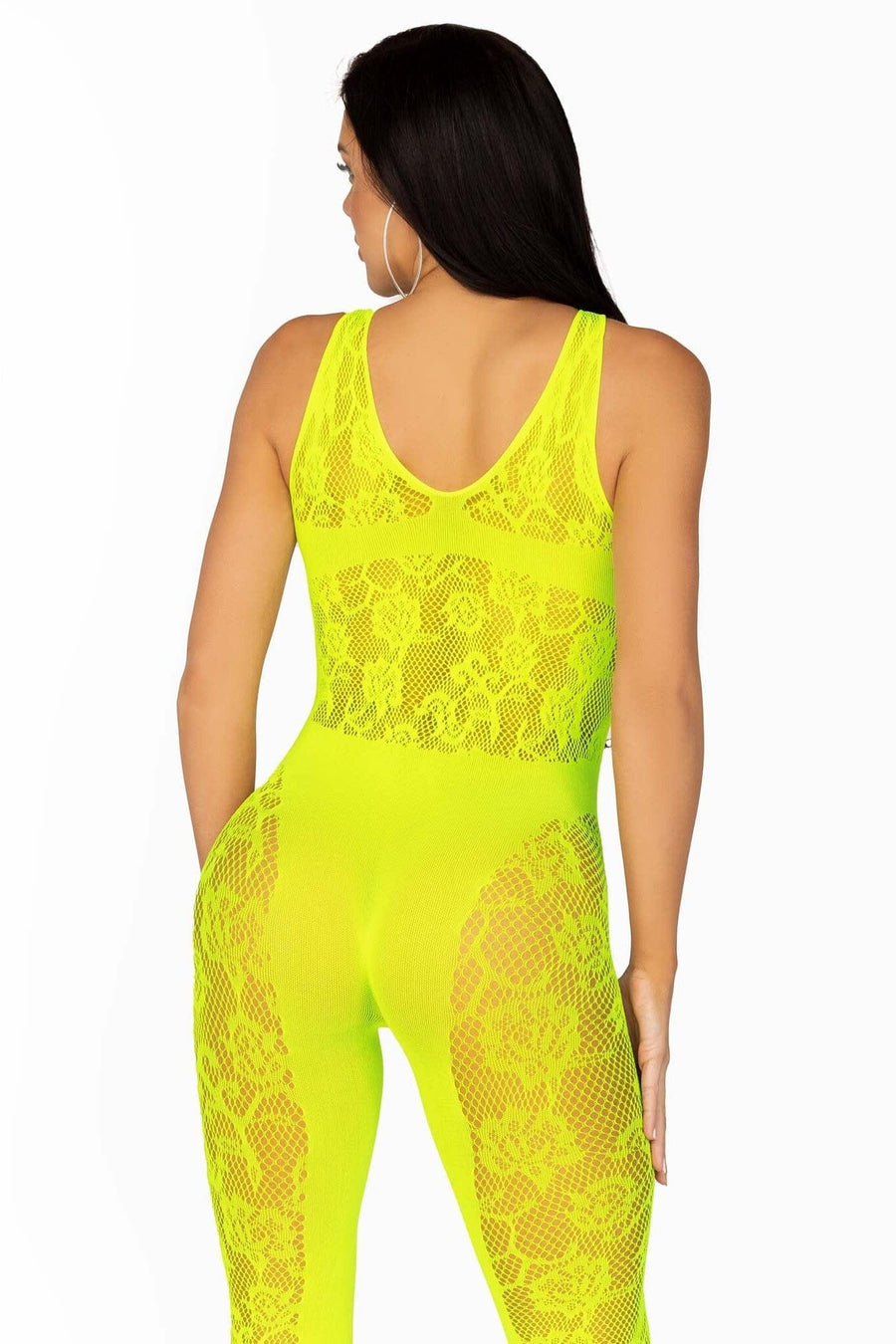 Floral Convertible Footless Bodystocking With Opaque Panel Detail-Bodystockings-SEXYSHOES.COM