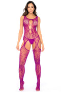 Floral Fishnet Bodystocking with Center Cutouts