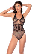 Floral Fishnet Bodysuit with Waist Cincher