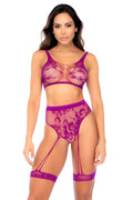 Floral Fishnet Lingerie Set with Garter Straps