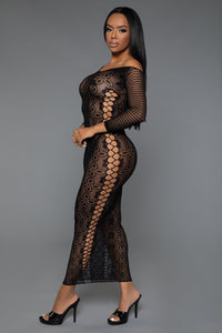 Floral Lace Dress with Crisscross Cut-out Sides-Club Dresses-SEXYSHOES.COM