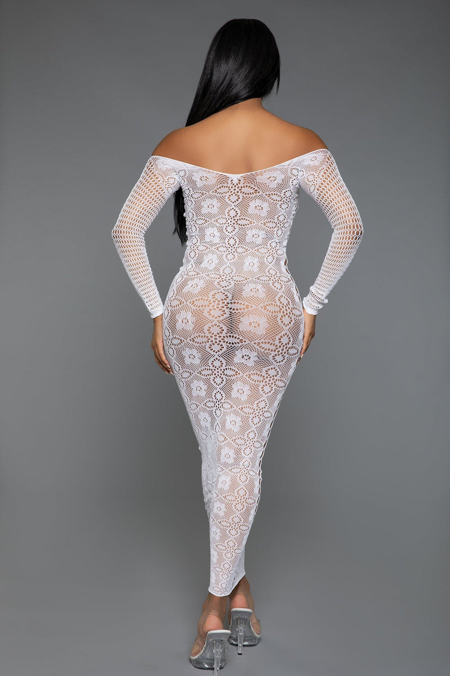 Floral Lace Dress with Crisscross Cut-out Sides-Club Dresses-SEXYSHOES.COM