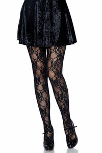 Leg Avenue Floral Lace Pantyhose in Black  from SexyShoes.com