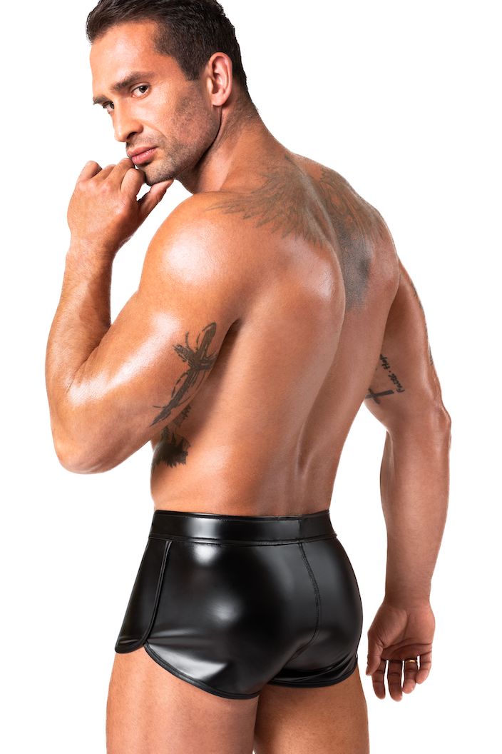 Noir Handmade Frenzy Power Wetlook Shorts in Black 