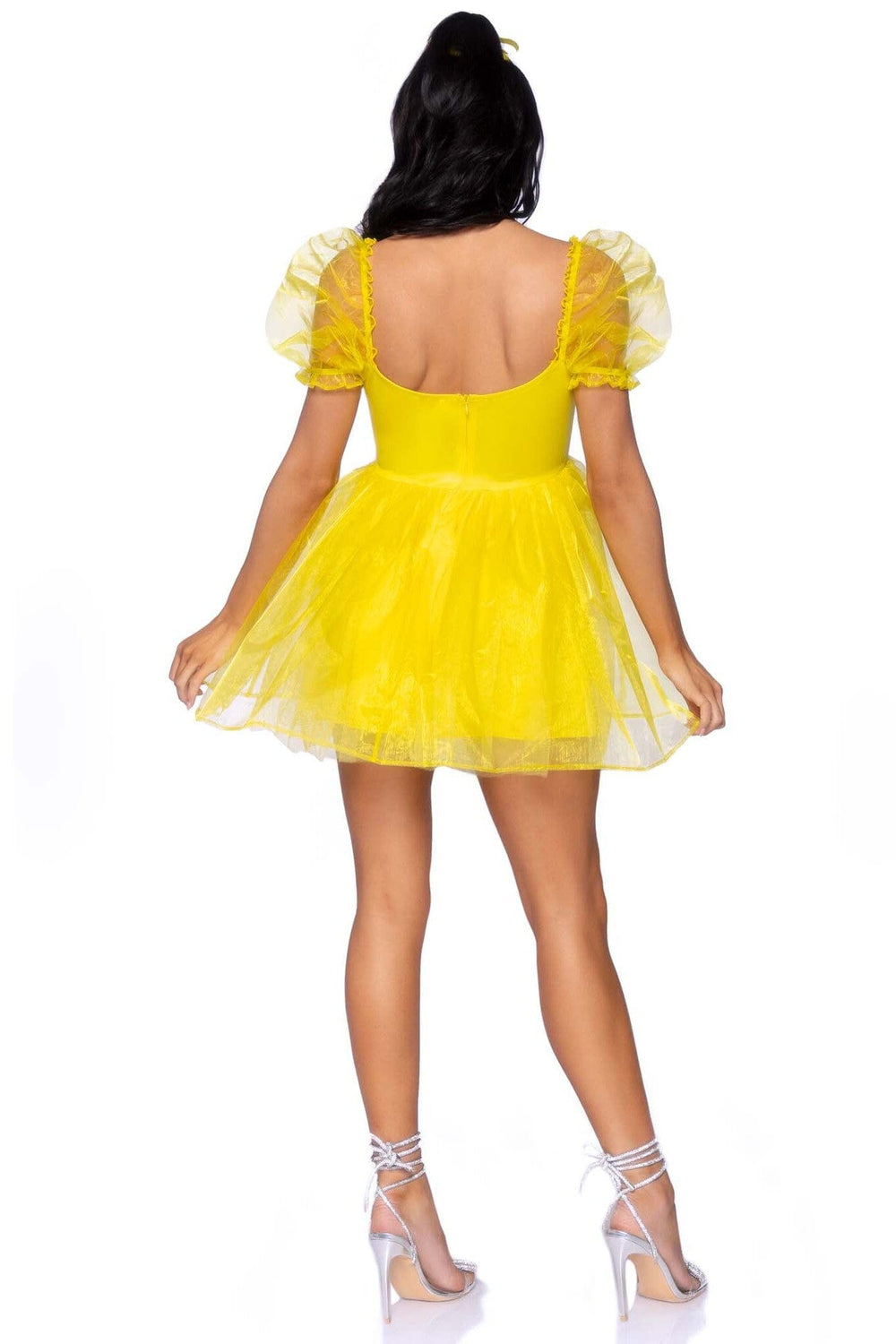 Leg Avenue Babydoll Dress with Ruffled Sweetheart Neckline in Yellow 