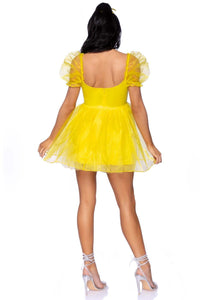 Leg Avenue Babydoll Dress with Ruffled Sweetheart Neckline in Yellow 