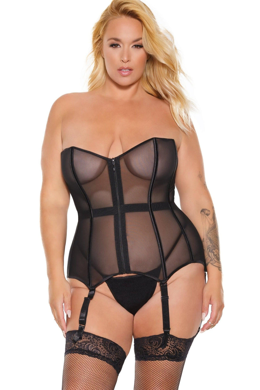Coquette Fully Boned Corset with Front Zipper in Black 