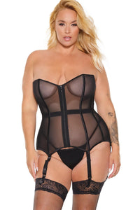 Coquette Fully Boned Corset with Front Zipper in Black 