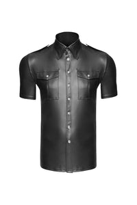 Noir Handmade Men Shirt With Front Pockets in Black  from SexyShoes.com