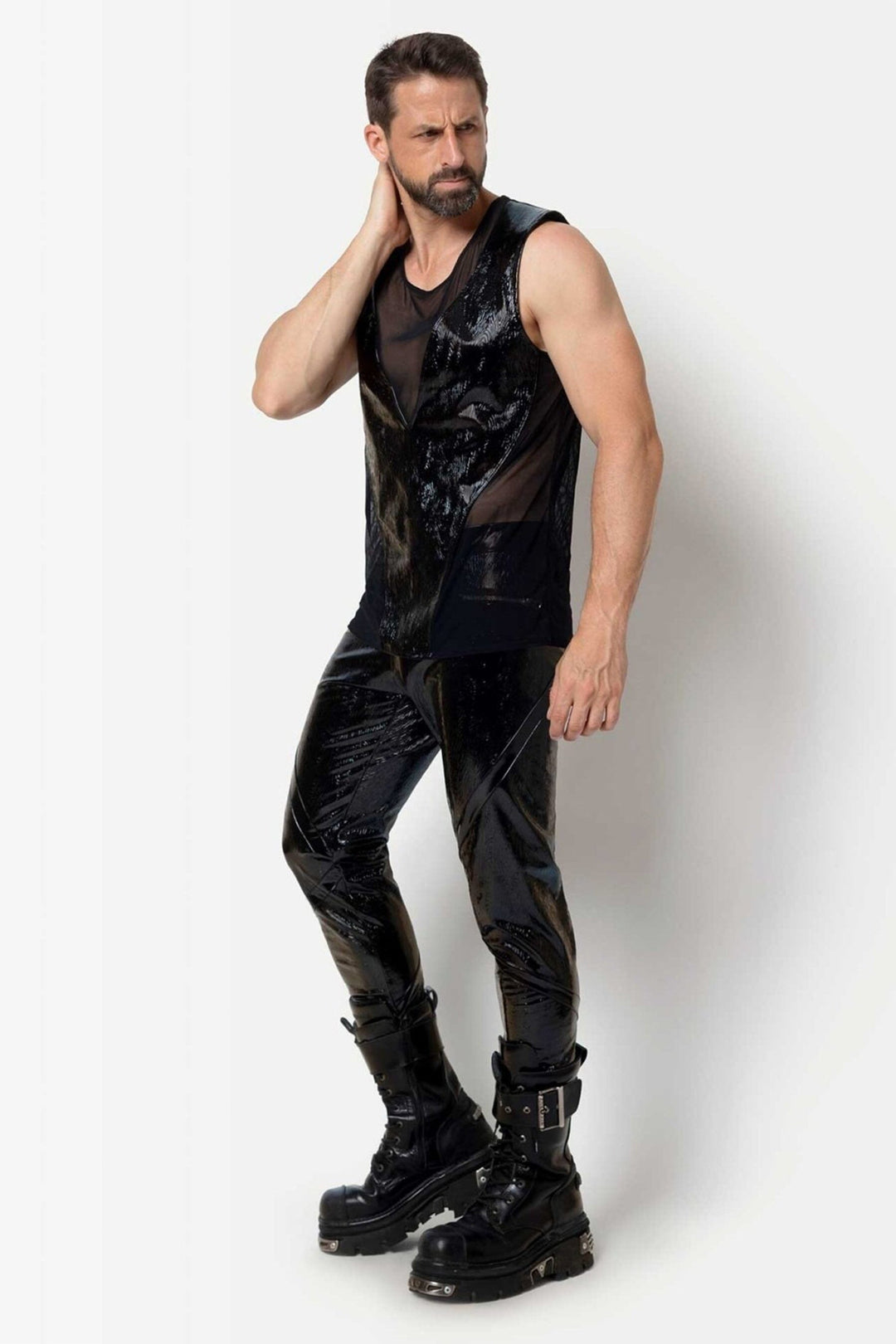 L'HOMME GUNNAR Vinyl Leggings in Black 