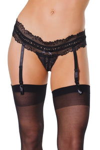 Coquette Garter Thong in Black  from SexyShoes.com