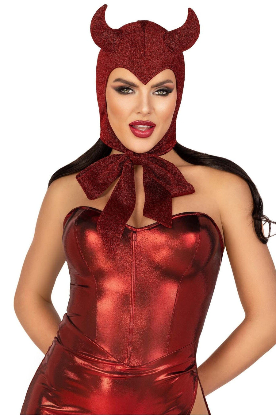 Leg Avenue Glitter Shimmer Vintage Devil Bonnet in Red  from SexyShoes.com