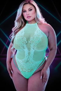 Lapdance Lingerie Glow In The Dark Teddy in Green  from SexyShoes.com