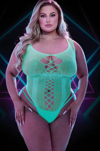 Lapdance Lingerie Glow In The Dark Teddy in Green  from SexyShoes.com