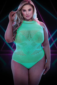 Lapdance Lingerie Glow In The Dark Teddy in Green  from SexyShoes.com