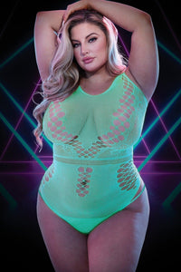 Lapdance Lingerie Glow In The Dark Teddy in Green  from SexyShoes.com