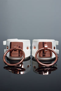 Gold Vegan Leather and Metal Cuff-Cuffs + Chokers-SEXYSHOES.COM