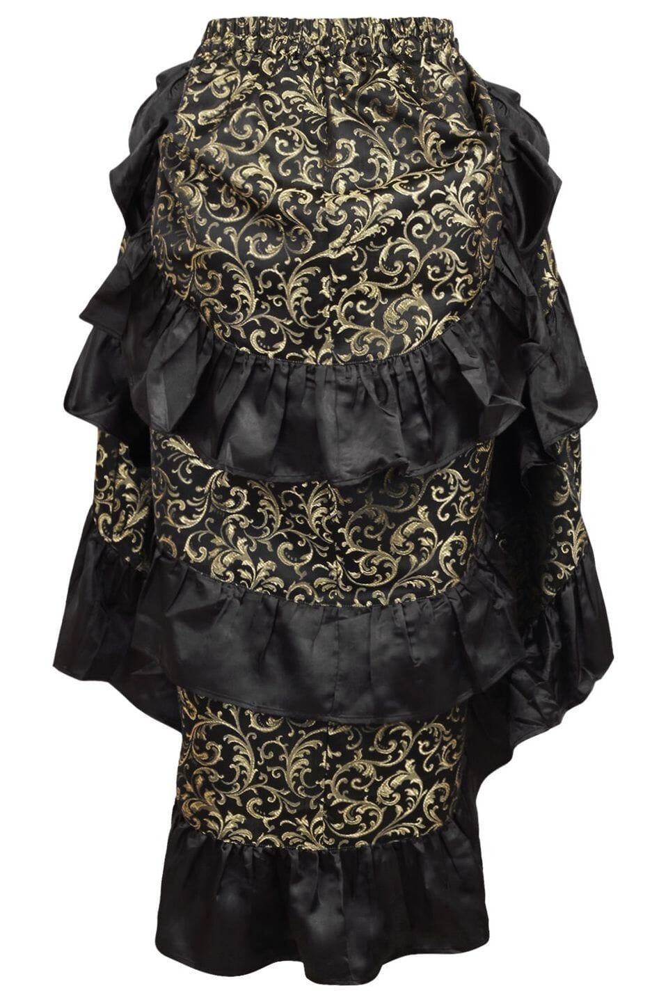 Daisy Corsets Gold/Black Brocade Adjustable High Low Bustle Skirt in Black 
