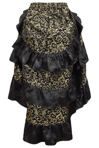 Daisy Corsets Gold/Black Brocade Adjustable High Low Bustle Skirt in Black 