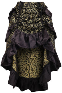 Daisy Corsets Gold/Black Brocade Adjustable High Low Bustle Skirt in Black  from SexyShoes.com