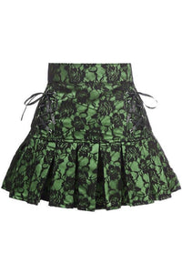 Daisy Corsets Green Satin w/Black Lace Overlay Lace Up Skirt in Green  from SexyShoes.com