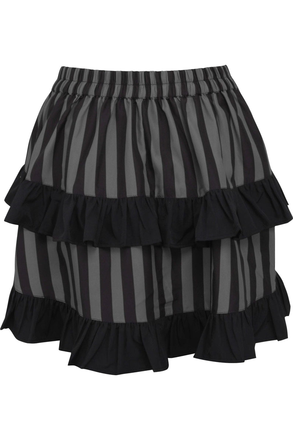 Daisy Corsets Grey/Black Striped Ruched Bustle Skirt in Black 