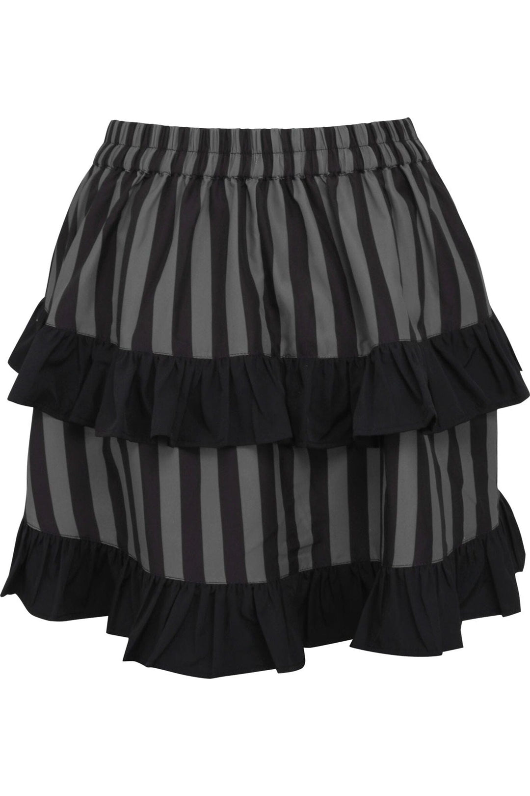 Daisy Corsets Grey/Black Striped Ruched Bustle Skirt in Black 