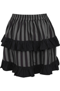 Daisy Corsets Grey/Black Striped Ruched Bustle Skirt in Black 