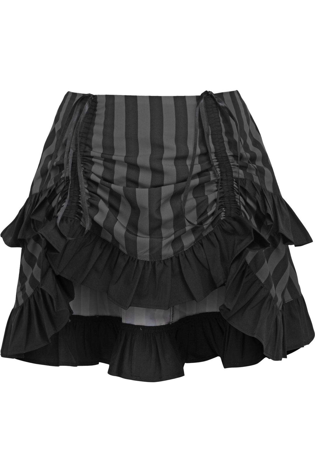 Daisy Corsets Grey/Black Striped Ruched Bustle Skirt in Black  from SexyShoes.com
