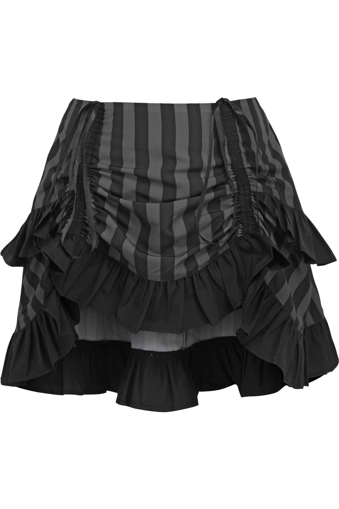 Grey/Black Striped Ruched Bustle Skirt