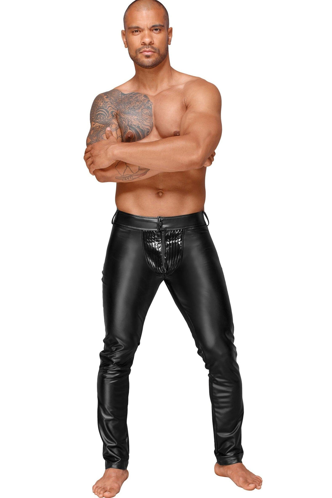 Noir Handmade Powerwetlook Men'S Trousers With Decorative Pvc Pleats in Black  from SexyShoes.com