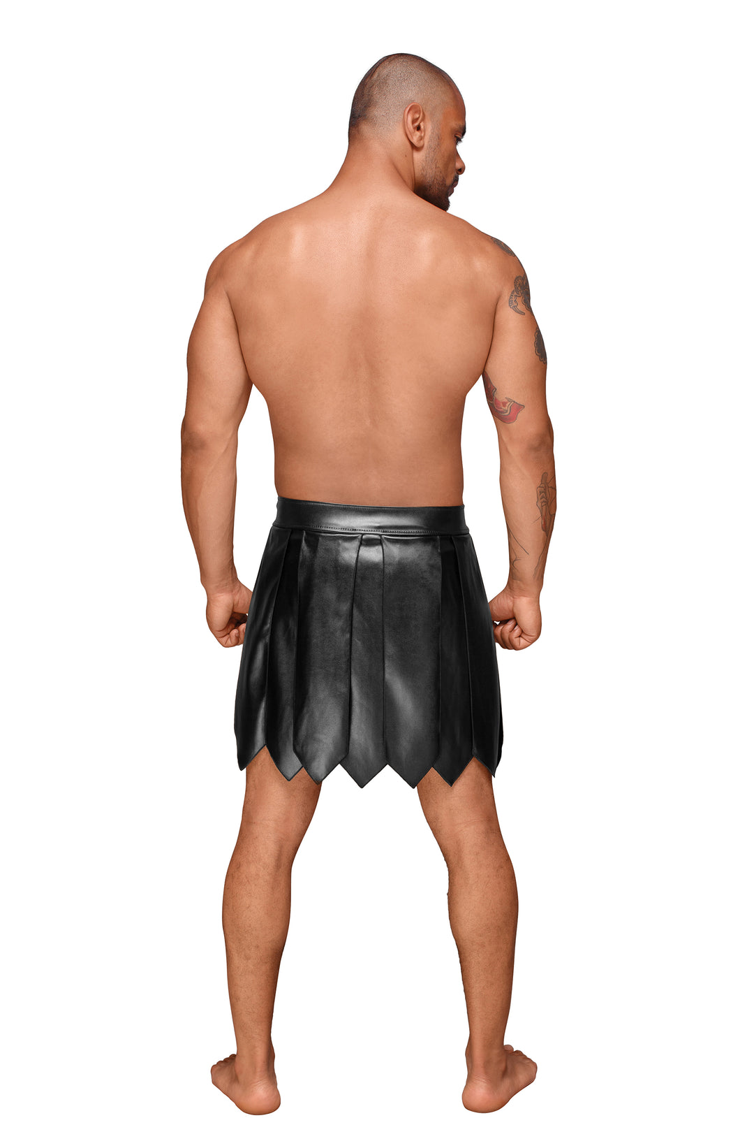 Eco Leather Men's Gladiator Skirt With Pvc Pleats
