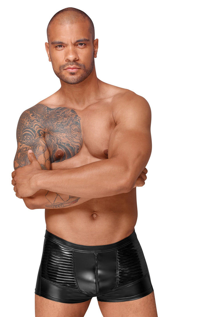 Powerwetlook Men's Shorts With Decorative Pvc Pleats