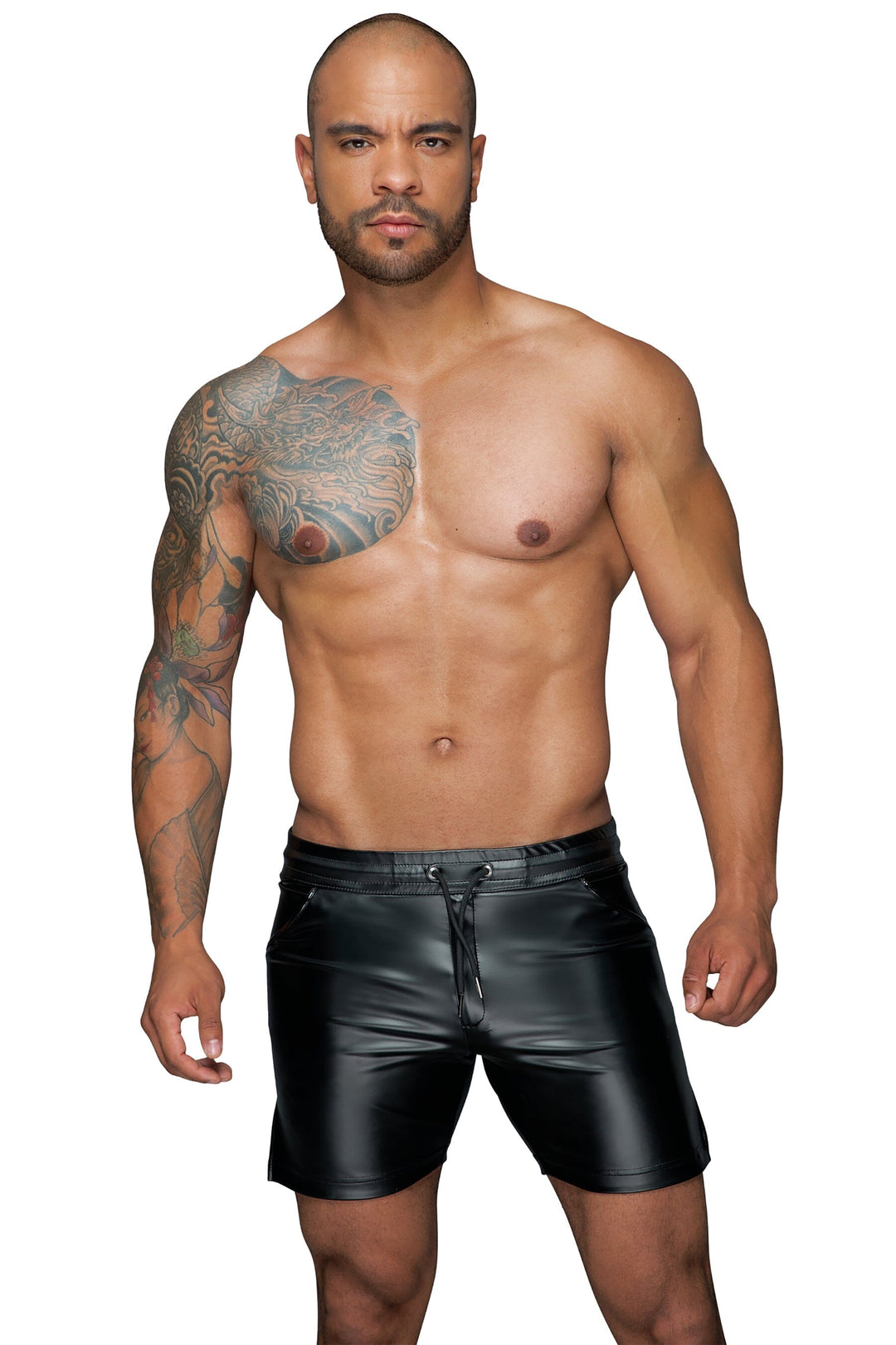 Noir Handmade Powerwetlook Shorts In Comfortable Length in Black  from SexyShoes.com