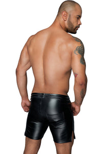 Noir Handmade Powerwetlook Shorts In Comfortable Length in Black 