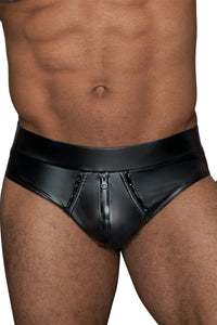 Noir Handmade Shorts With Continuous Zipper in Black 