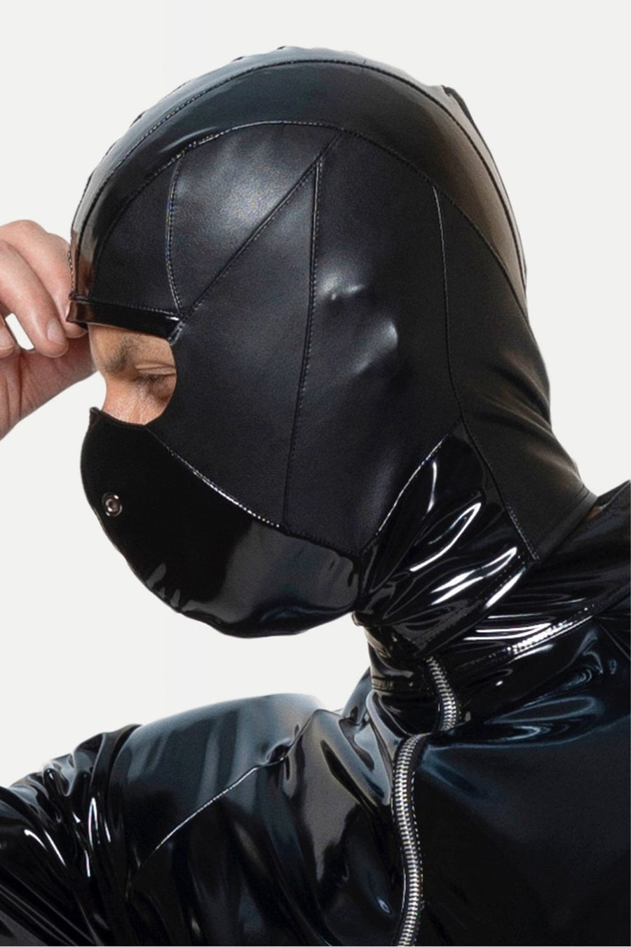 L'HOMME HARALD Vinyl Hood in Black 