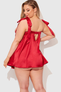 House of Desire Brigeta 2 Pc Babydoll & G String Set in Red 