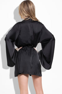 House of Desire Brigeta Satin Robe in Black 