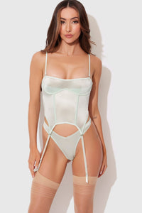 House of Desire Zoe 2 Pc Bustier & Panty Set in Green  from SexyShoes.com