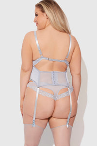 House of Desire Sienna 2 Pc Bustier & Panty Set in Blue 