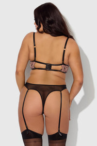 House of Desire Nova Blacklight Bra Set in Black 